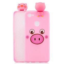 Small Pink Pig Soft 3D Climbing Doll Soft Case for Oppo F7