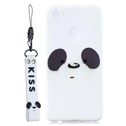 White Feather Panda Soft Kiss Candy Hand Strap Silicone Case for Oppo F7