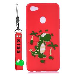 Red Dinosaur Soft Kiss Candy Hand Strap Silicone Case for Oppo F7