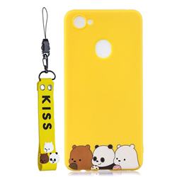 Yellow Bear Family Soft Kiss Candy Hand Strap Silicone Case for Oppo F7