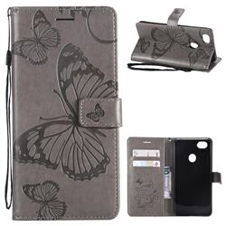 Embossing 3D Butterfly Leather Wallet Case for Oppo F7 - Gray