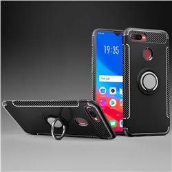 Armor Anti Drop Carbon PC + Silicon Invisible Ring Holder Phone Case for Oppo F9 (F9 Pro) - Black