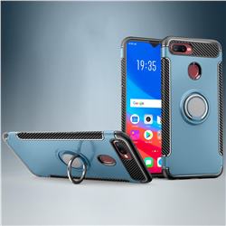 Armor Anti Drop Carbon PC + Silicon Invisible Ring Holder Phone Case for Oppo F9 (F9 Pro) - Navy