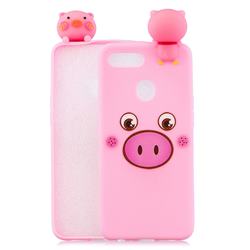 Small Pink Pig Soft 3D Climbing Doll Soft Case for Oppo F9 (F9 Pro)