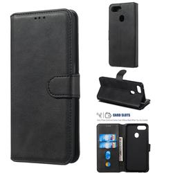 Retro Calf Matte Leather Wallet Phone Case for Oppo F9 (F9 Pro) - Black