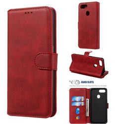Retro Calf Matte Leather Wallet Phone Case for Oppo F9 (F9 Pro) - Red