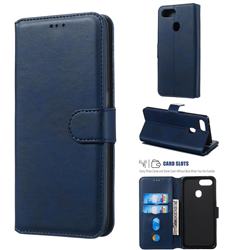 Retro Calf Matte Leather Wallet Phone Case for Oppo F9 (F9 Pro) - Blue