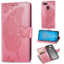 Embossing Mandala Flower Butterfly Leather Wallet Case for Oppo F9 (F9 Pro) - Pink
