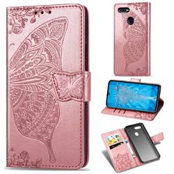 Embossing Mandala Flower Butterfly Leather Wallet Case for Oppo F9 (F9 Pro) - Rose Gold