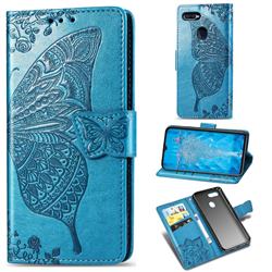 Embossing Mandala Flower Butterfly Leather Wallet Case for Oppo F9 (F9 Pro) - Blue