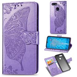 Embossing Mandala Flower Butterfly Leather Wallet Case for Oppo F9 (F9 Pro) - Light Purple