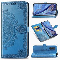 Embossing Imprint Mandala Flower Leather Wallet Case for Oppo Find X2 - Blue