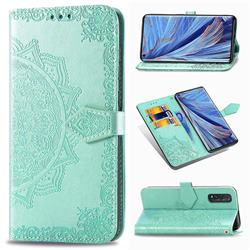 Embossing Imprint Mandala Flower Leather Wallet Case for Oppo Find X2 - Green