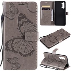 Embossing 3D Butterfly Leather Wallet Case for Oppo Find X2 Lite - Gray
