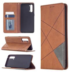 Prismatic Slim Magnetic Sucking Stitching Wallet Flip Cover for Oppo Find X2 Lite - Brown