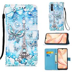 Tower Butterfly Matte Leather Wallet Phone Case for Oppo Find X2 Lite