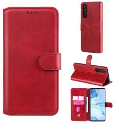 Retro Calf Matte Leather Wallet Phone Case for Oppo Find X2 Neo - Red
