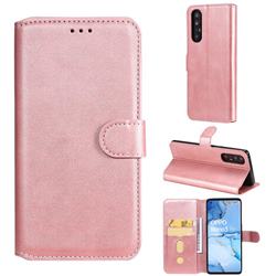 Retro Calf Matte Leather Wallet Phone Case for Oppo Find X2 Neo - Pink