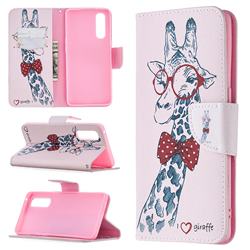 Glasses Giraffe Leather Wallet Case for Oppo Find X2 Neo