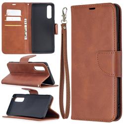 Classic Sheepskin PU Leather Phone Wallet Case for Oppo Find X2 Neo - Brown