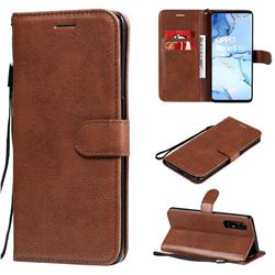 Retro Greek Classic Smooth PU Leather Wallet Phone Case for Oppo Find X2 Neo - Brown