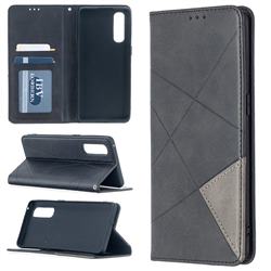 Prismatic Slim Magnetic Sucking Stitching Wallet Flip Cover for Oppo Find X2 Neo - Black