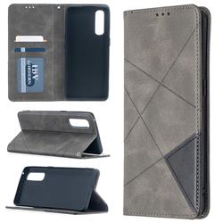 Prismatic Slim Magnetic Sucking Stitching Wallet Flip Cover for Oppo Find X2 Neo - Gray
