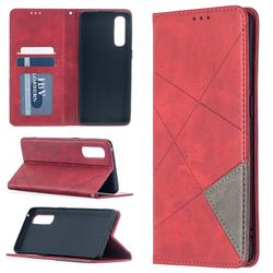 Prismatic Slim Magnetic Sucking Stitching Wallet Flip Cover for Oppo Find X2 Neo - Red