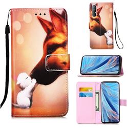 Hound Kiss Matte Leather Wallet Phone Case for Oppo Find X2 Neo