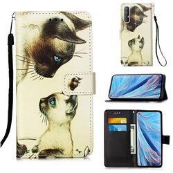 Cat Confrontation Matte Leather Wallet Phone Case for Oppo Find X2 Neo