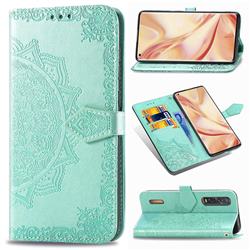 Embossing Imprint Mandala Flower Leather Wallet Case for Oppo Find X2 Pro - Green