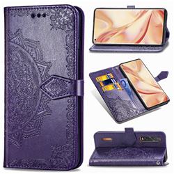 Embossing Imprint Mandala Flower Leather Wallet Case for Oppo Find X2 Pro - Purple