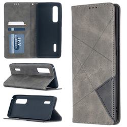 Prismatic Slim Magnetic Sucking Stitching Wallet Flip Cover for Oppo Find X2 Pro - Gray