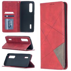 Prismatic Slim Magnetic Sucking Stitching Wallet Flip Cover for Oppo Find X2 Pro - Red
