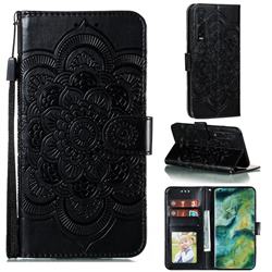 Intricate Embossing Datura Solar Leather Wallet Case for Oppo Find X2 Pro - Black