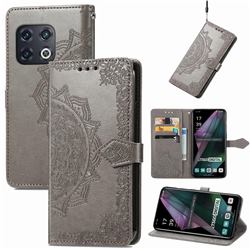 Embossing Imprint Mandala Flower Leather Wallet Case for OnePlus 10 Pro - Gray