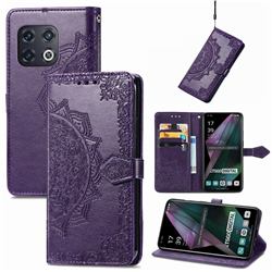 Embossing Imprint Mandala Flower Leather Wallet Case for OnePlus 10 Pro - Purple