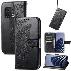 Embossing Mandala Flower Butterfly Leather Wallet Case for OnePlus 10 Pro - Black