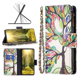 The Tree of Life Binfen Color BF03 Retro Zipper Leather Wallet Phone Case for OnePlus 10 Pro