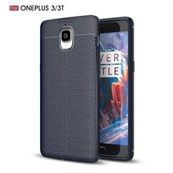 Luxury Auto Focus Litchi Texture Silicone TPU Back Cover for OnePlus 3T 3 - Dark Blue