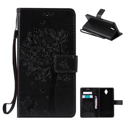 Embossing Butterfly Tree Leather Wallet Case for OnePlus 3T 3 - Black