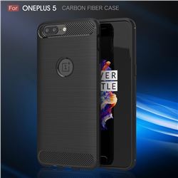 Luxury Carbon Fiber Brushed Wire Drawing Silicone TPU Back Cover for OnePlus 5 (Black)