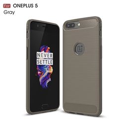 Luxury Carbon Fiber Brushed Wire Drawing Silicone TPU Back Cover for OnePlus 5 (Gray)