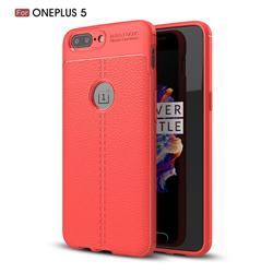 Luxury Auto Focus Litchi Texture Silicone TPU Back Cover for OnePlus 5 - Red