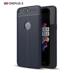 Luxury Auto Focus Litchi Texture Silicone TPU Back Cover for OnePlus 5 - Dark Blue