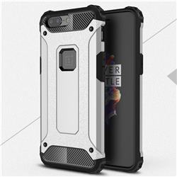 King Kong Armor Premium Shockproof Dual Layer Rugged Hard Cover for OnePlus 5 - Technology Silver