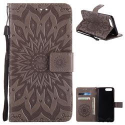 Embossing Sunflower Leather Wallet Case for OnePlus 5 - Gray