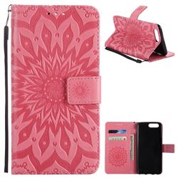 Embossing Sunflower Leather Wallet Case for OnePlus 5 - Pink