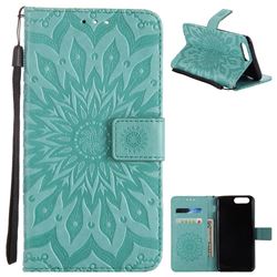 Embossing Sunflower Leather Wallet Case for OnePlus 5 - Green