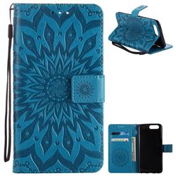 Embossing Sunflower Leather Wallet Case for OnePlus 5 - Blue